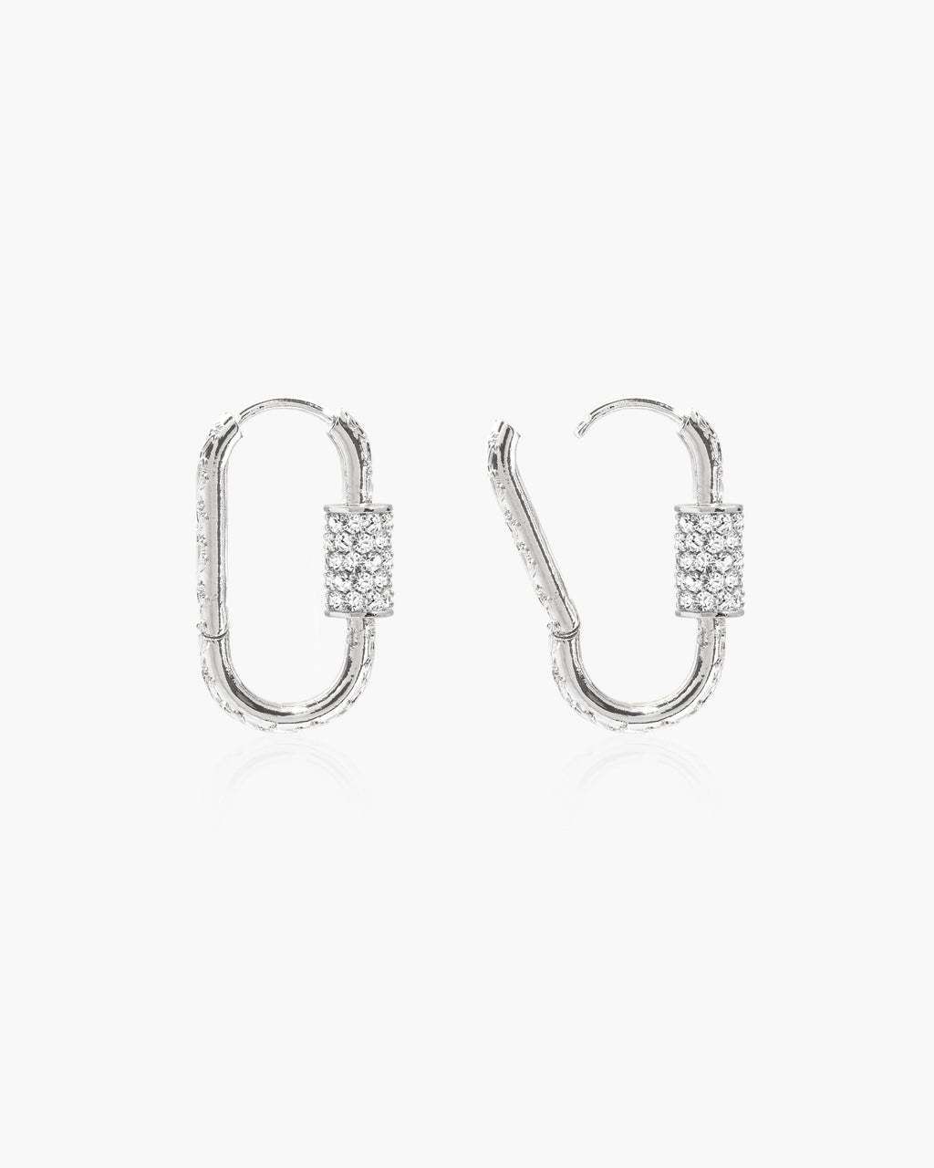 Eden Carabiner Huggie Earrings in Silver